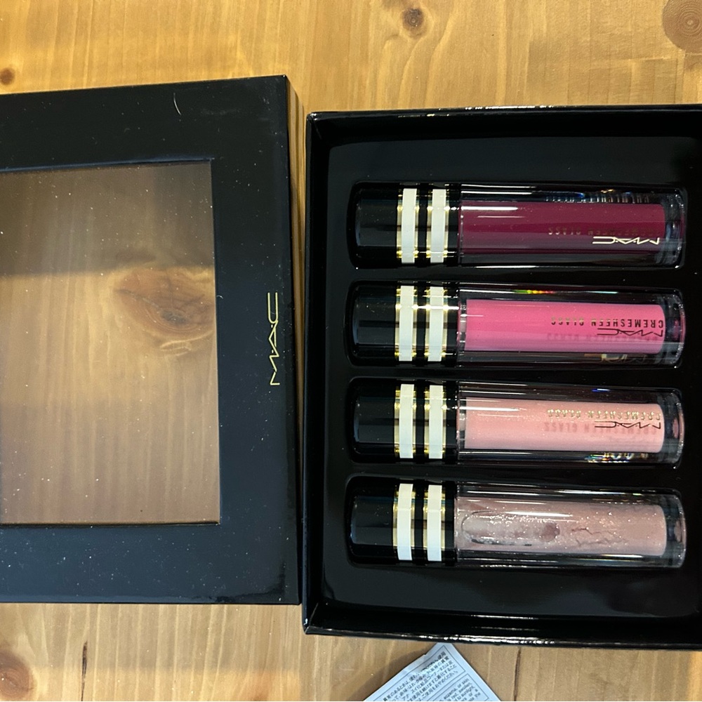 MAC Cosmetics Lip Gloss Set - Berry, Bright Pink, Nude, Shimmer Pink
